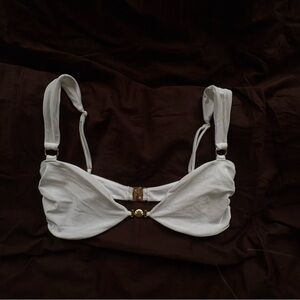 Oh Polly White Bikini Top with Shell Hardware